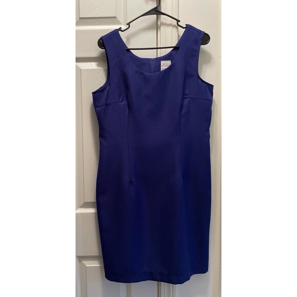 Vintage Carla Jane Sapphire Blue Dress &‎ Topcoat Set 2 Piece Women's Size 14 - Picture 5 of 12